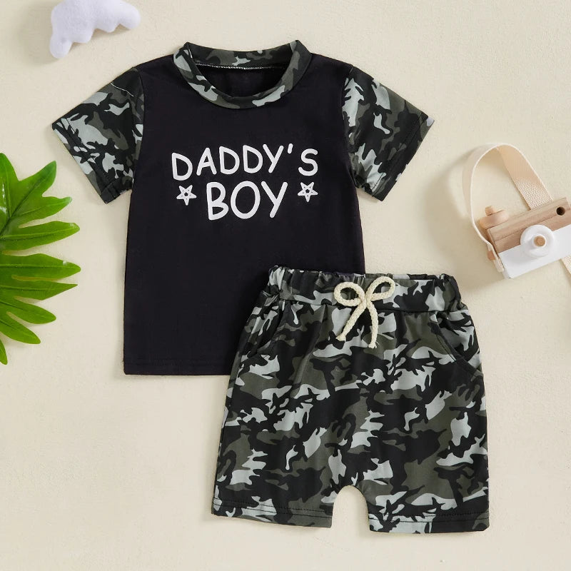Toddler Boys Camo Print Tee and Shorts Set - Pet and Family Living 