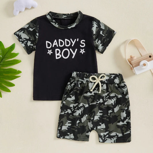 Toddler Boys Camo Print Tee and Shorts Set - Pet and Family Living 