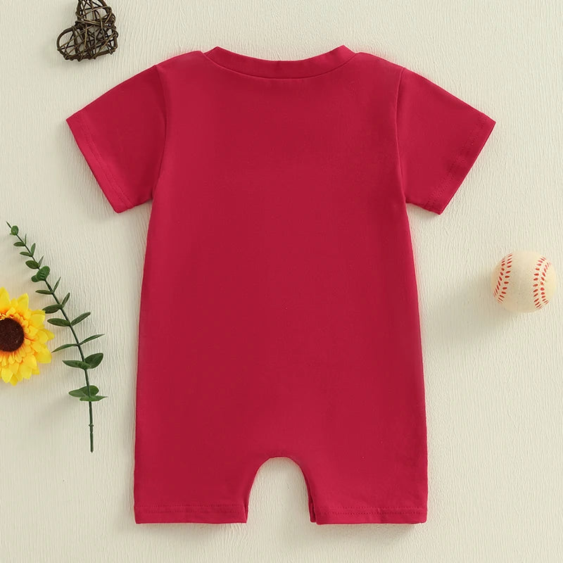 Summer Infant Baby Boys Baseball Embroidery Romper - Pet and Family Living 