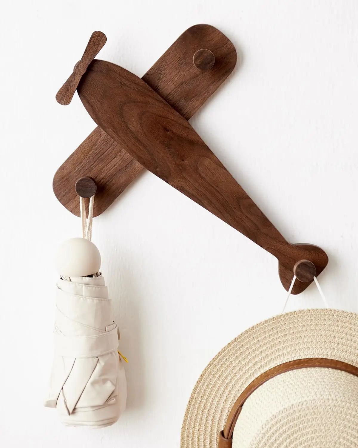 Airplane Wooden Wall Coat Rack for Kids' Rooms - Pet and Family Living 