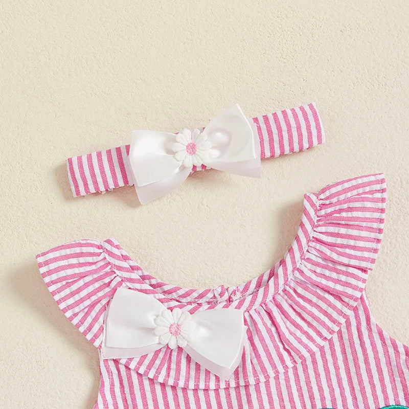 Infant Baby Girl Summer Floral Ruffled Romper Set - Pet and Family Living 