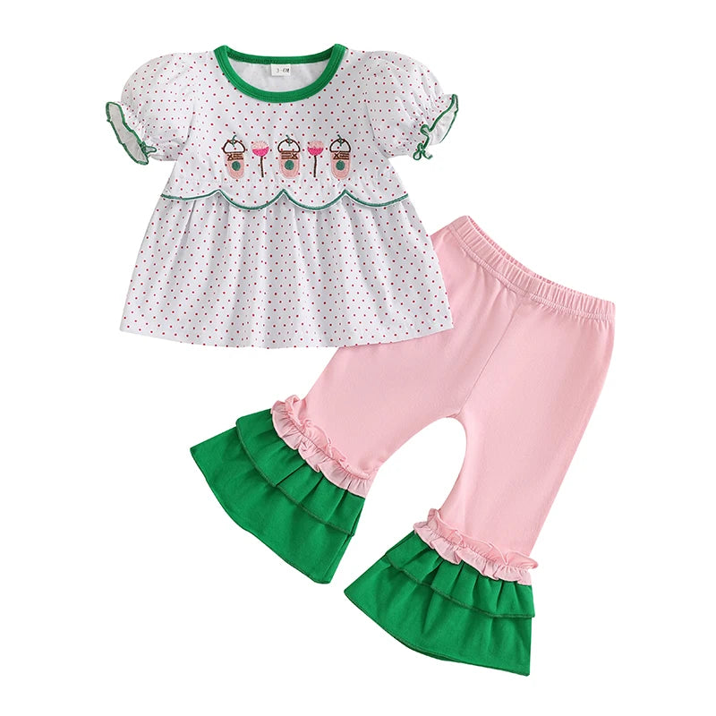 Girls Summer 2PCS Outfit Floral Print Top and Shorts - Pet and Family Living 