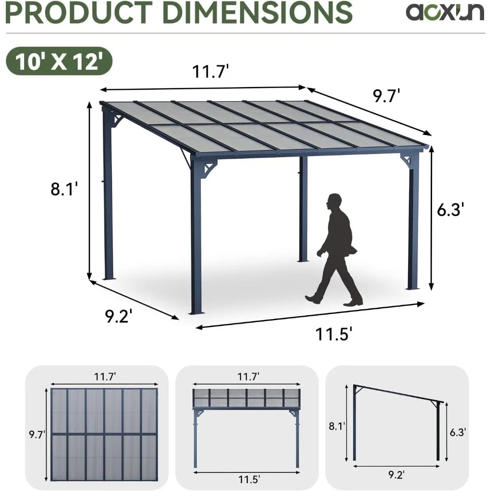 Large 10x12 Foot Patio Gazebo with Sloped Roof - Pet and Family Living 