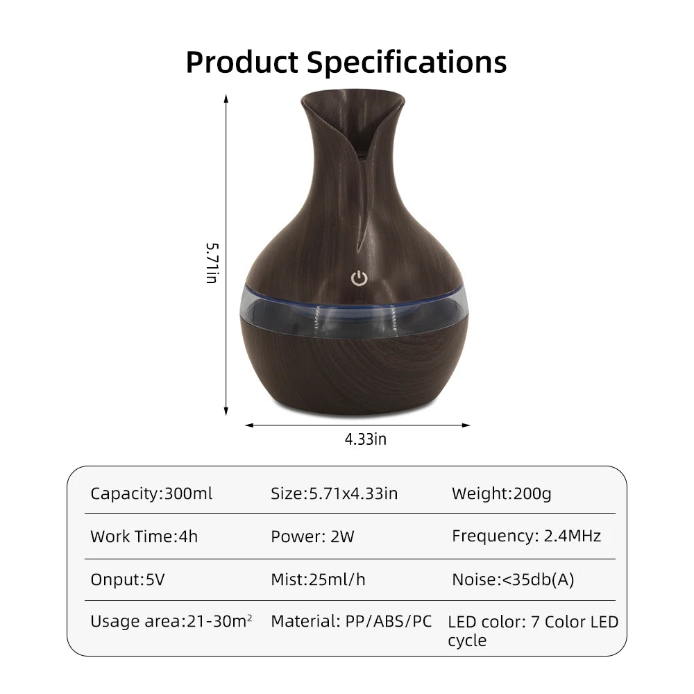 300ml USB Humidifier and Essential Oil Diffuser - Pet and Family Living 