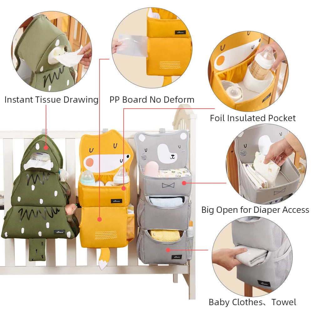 Sunveno Cartoon Baby Crib Storage Bag Organizer - Pet and Family Living 