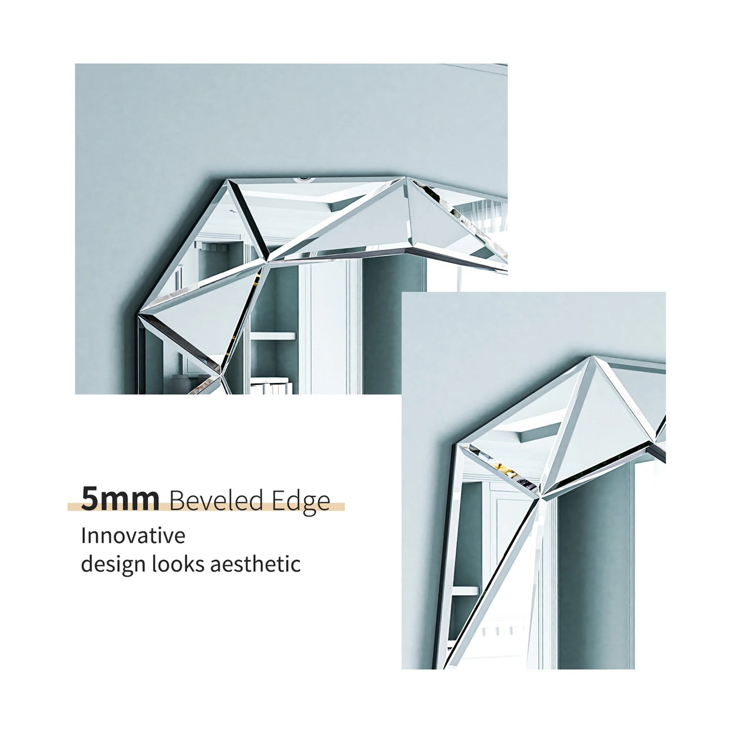 40 Inch Asymmetrical Decorative Wall Mirror for Home - Pet and Family Living 