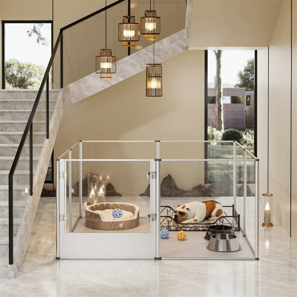 Extra Large Acrylic Dog Playpen with Waterproof Pad - Pet and Family Living 