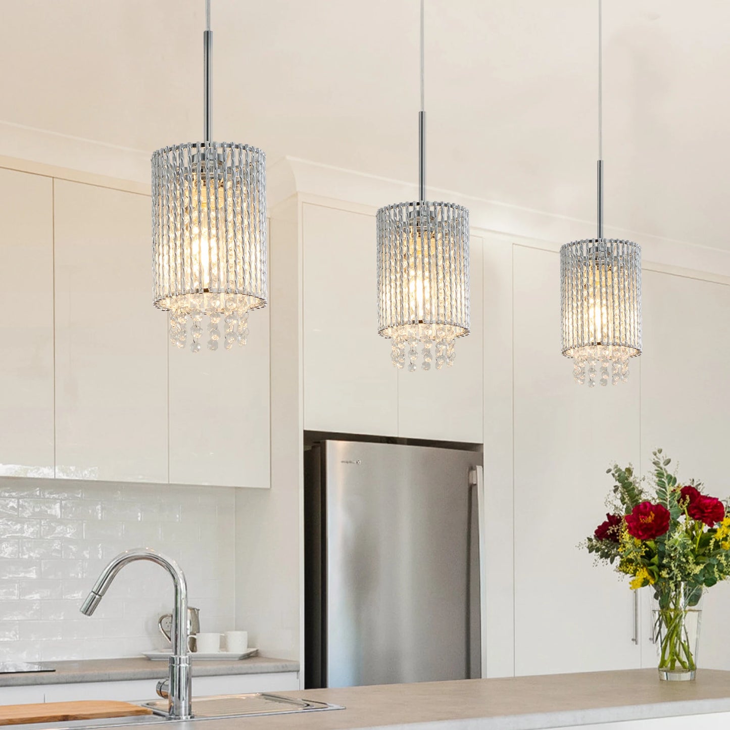 Luxury Crystal Pendant Lights with Elegant Waterfall Design - Pet and Family Living 