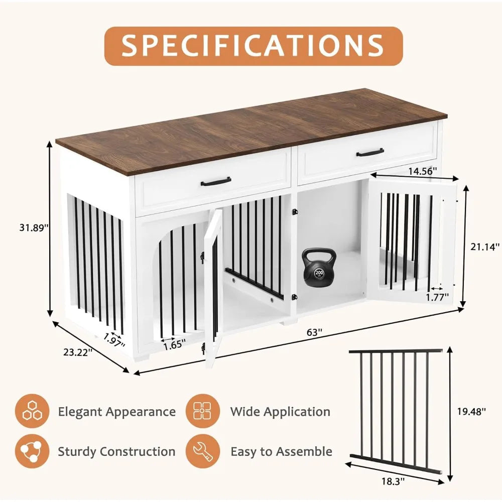 Elegant Wooden Dog Crate With Storage Drawers - Pet and Family Living 