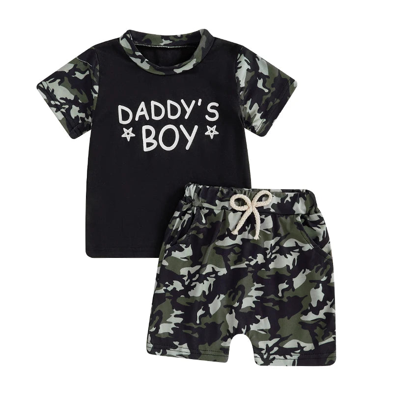 Toddler Boys Camo Print Tee and Shorts Set - Pet and Family Living 