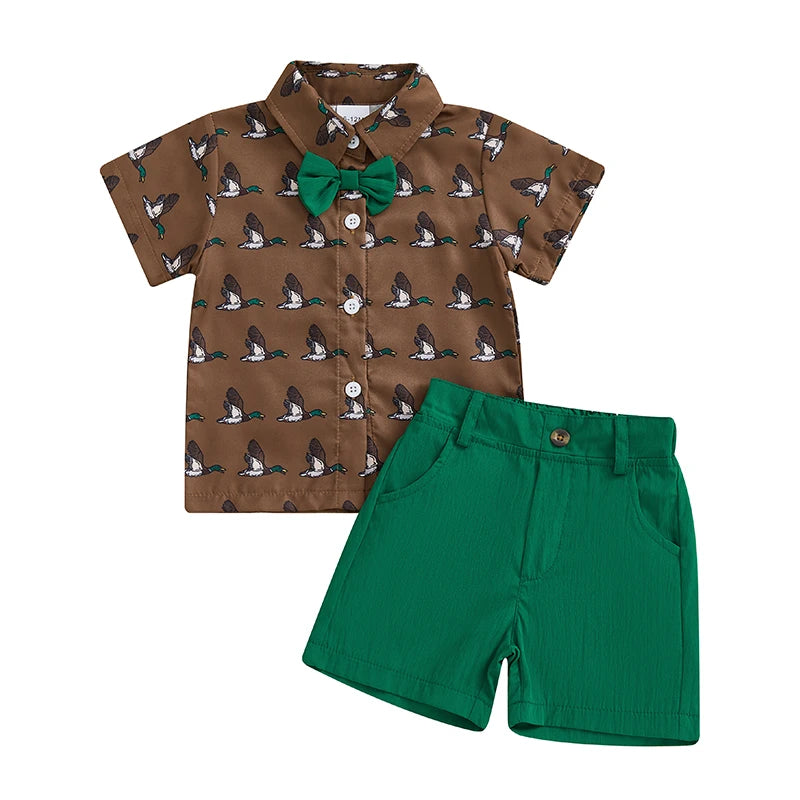 Adorable Infant Boy's Summer Ensemble with Duck Print - Pet and Family Living 