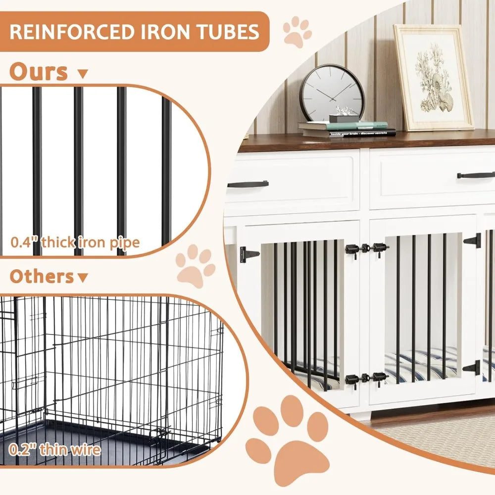Elegant Wooden Dog Crate With Storage Drawers - Pet and Family Living 