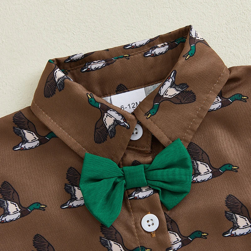 Adorable Infant Boy's Summer Ensemble with Duck Print - Pet and Family Living 