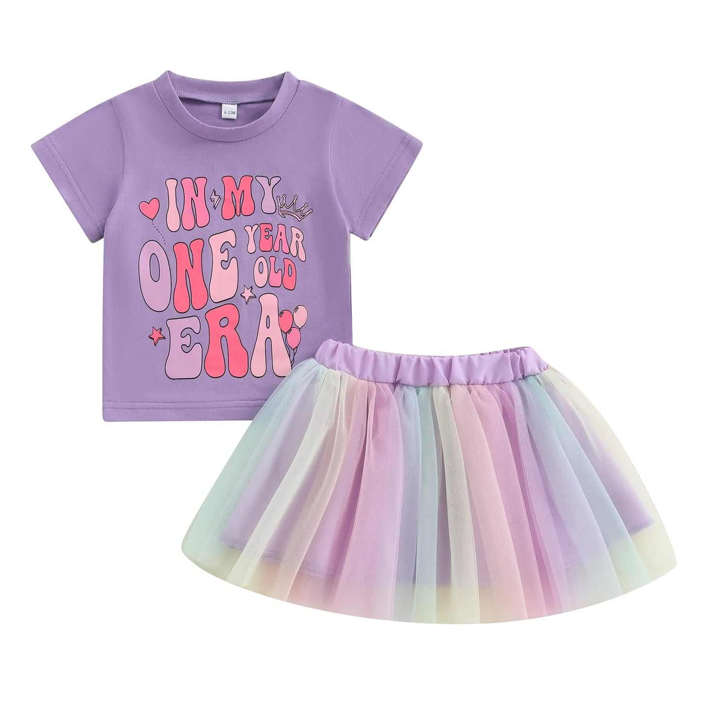 Toddler Girls Birthday Outfit Crown Print Tutu Set - Pet and Family Living 