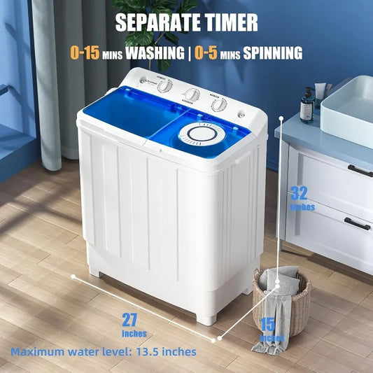 Portable Washing Machine 28lbs Twin Tub Compact Combo - Pet and Family Living 