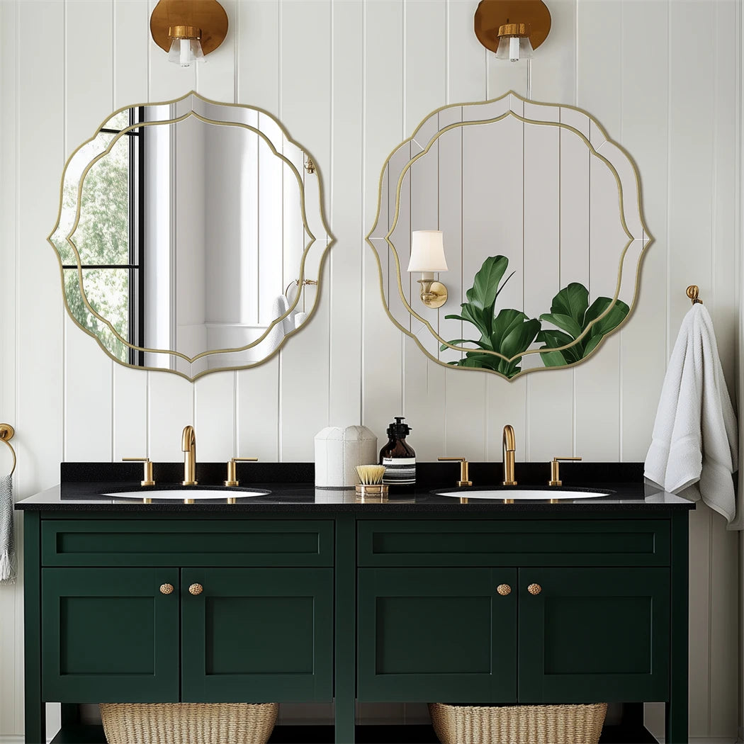 Large Wall Mirror Modern Decorative Flower Accent Mirror - Pet and Family Living 