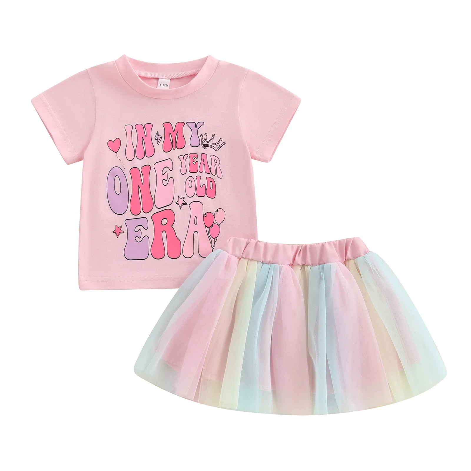 Toddler Girls Birthday Outfit Crown Print Tutu Set - Pet and Family Living 