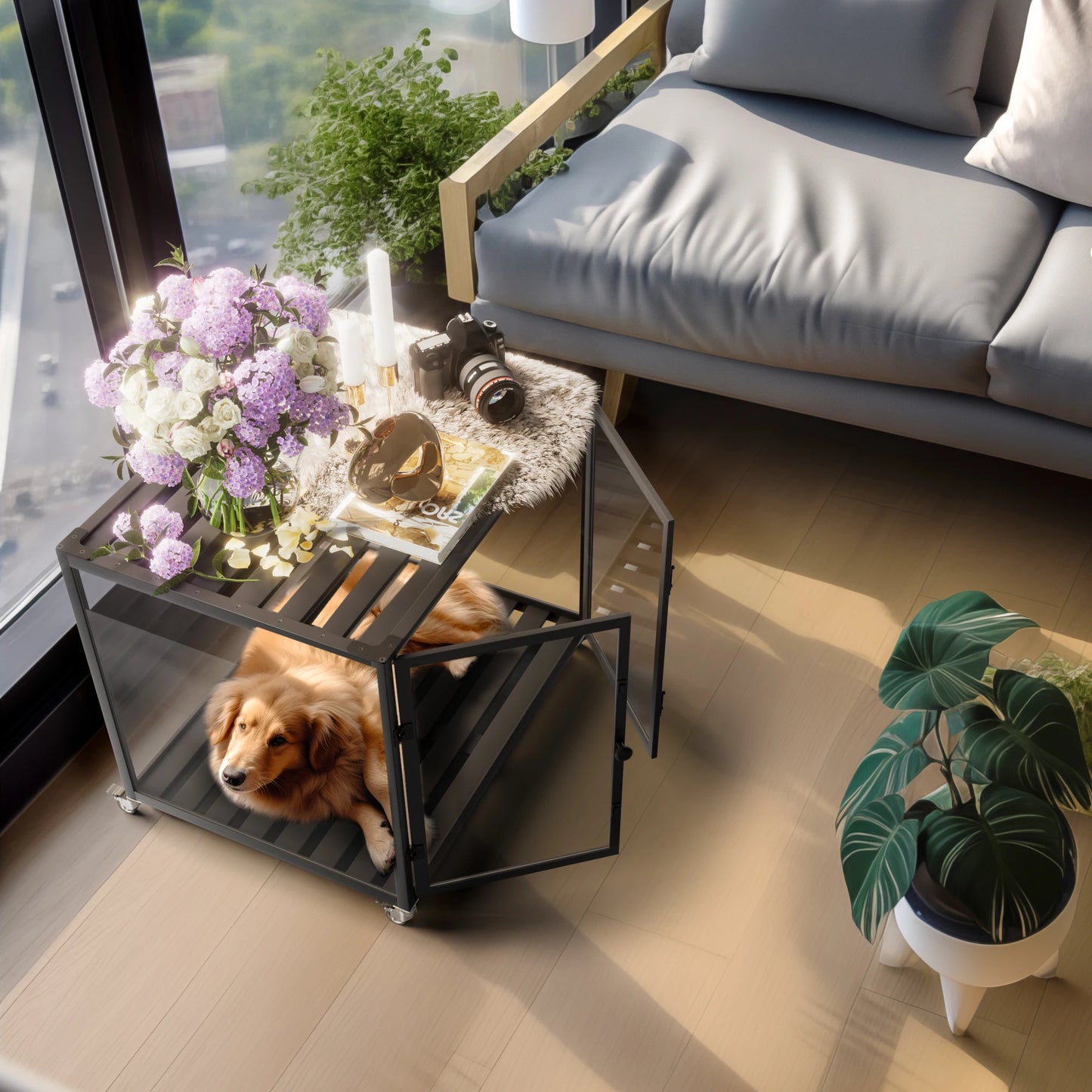 First Tempered Glass Dog Crate with Aluminum Frame - Pet and Family Living 